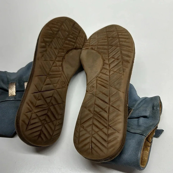 Miz Mooz Fizzy Gladiator Sandals Open Toe Leather Zip Up Side Shoes Blue Size 7 - Picture 7 of 9